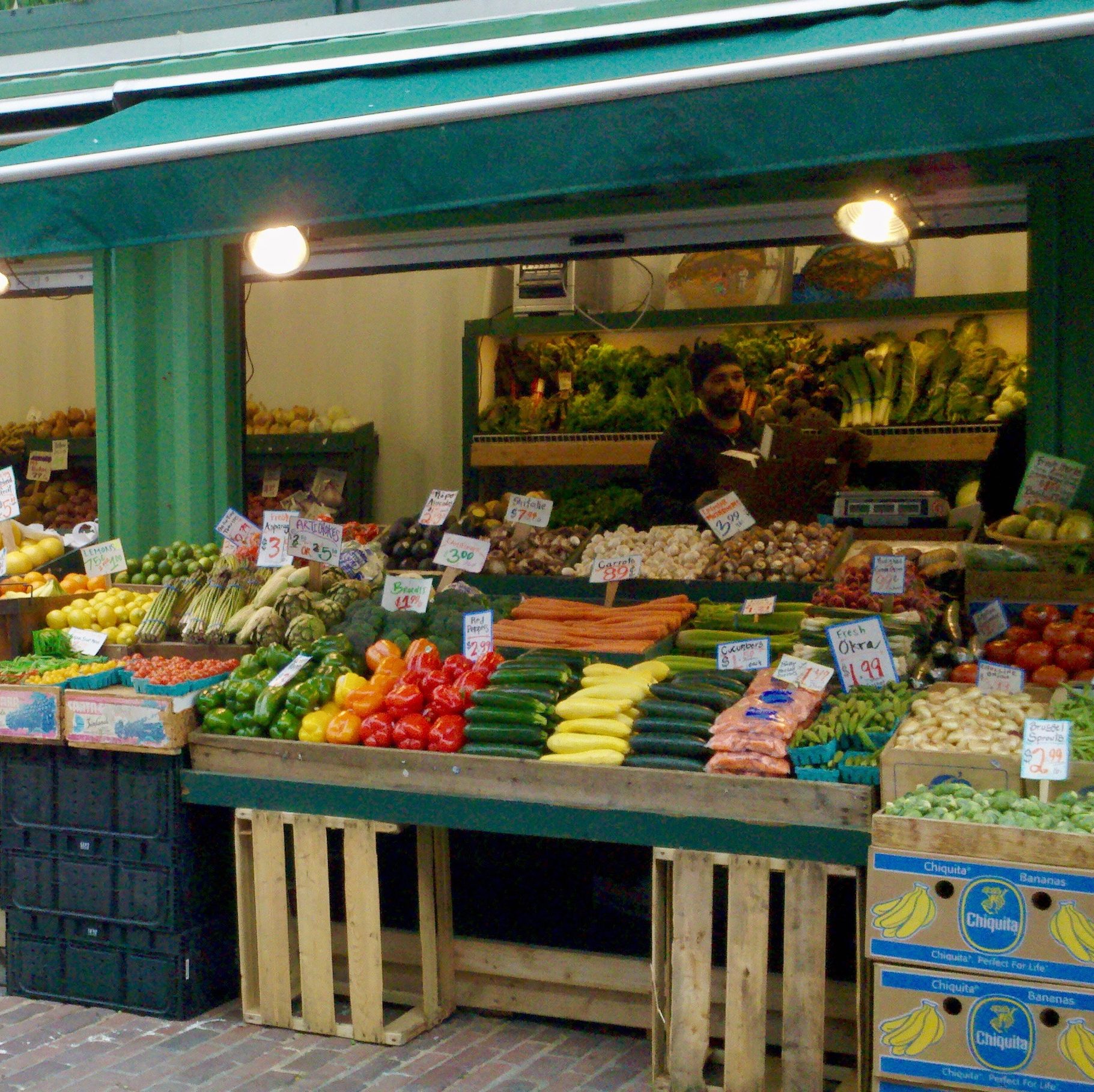 Produce stand found at Pike Place Market in Seattle, Washington