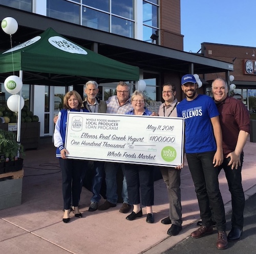 Whole Foods Market Team Members and Ellenos Co-Founders with Whole Foods Market Local Producer Loan Program Check of $100,000 on May 11, 2016.