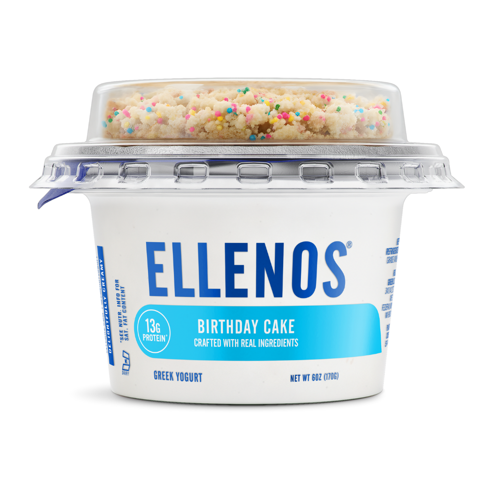 Ellenos birthday cake front of cup