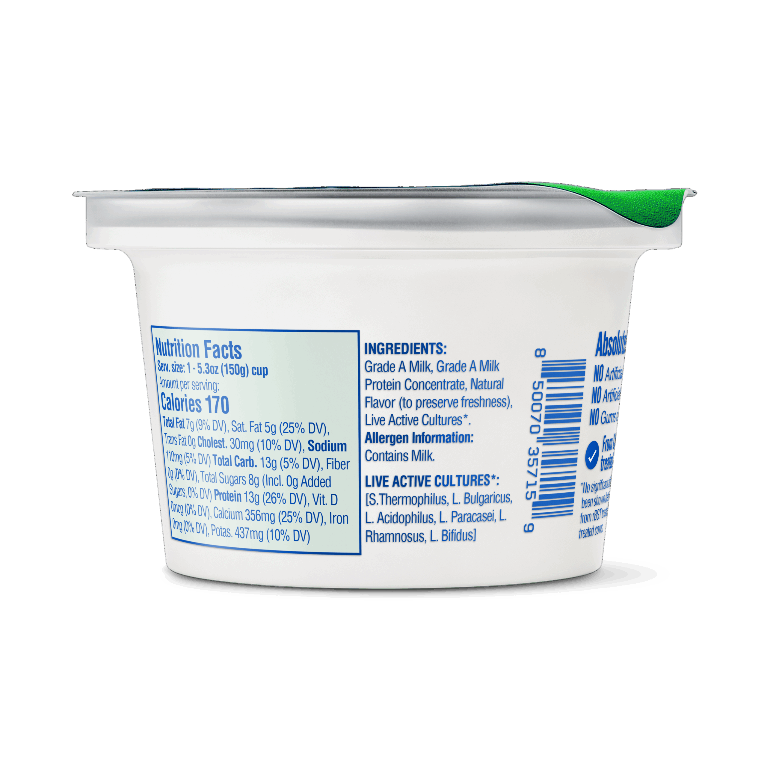 Plain Unsweetened 5.3oz back of cup